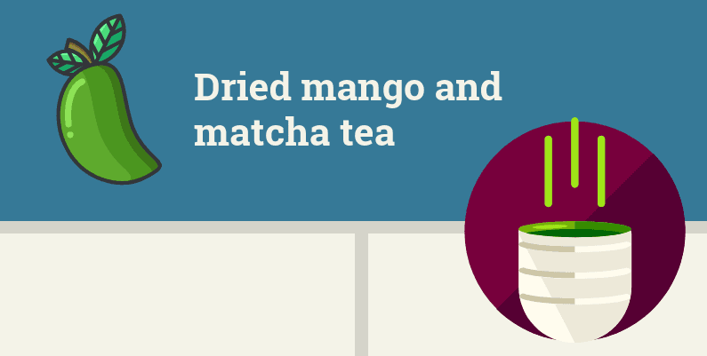 Dried mango and matcha tea